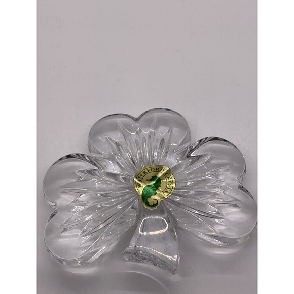 Waterford Crystal Lucky Shamrock Clear Collectible Hand Cooler Paperweight - Picture 7 of 10